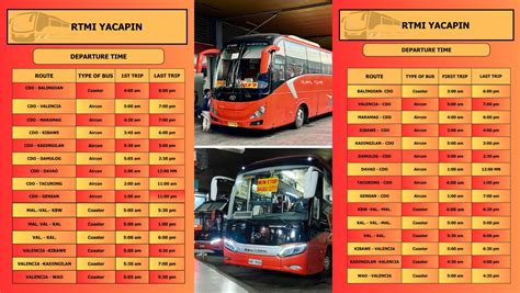Holy Week Rural Transit Mindanao Bus Schedule.